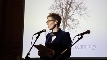  A singer at a microphone