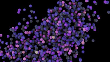 A graphic depicting atoms 