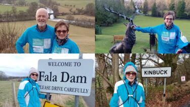 Janette at various locations during her walking challenge