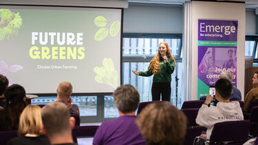 Presenter in front of audience