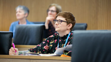 Rachael Green sat in a lecture theatre.