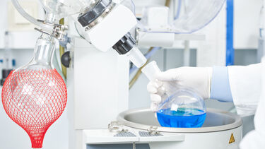 Blue liquid in a chemical flask