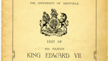 Scan of a pamphlet advertising the visit of Edward VII and Queen Alexandra