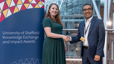 Two people shaking hands 