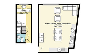 Floorplan of an en-suite flat at St Vincent's Place