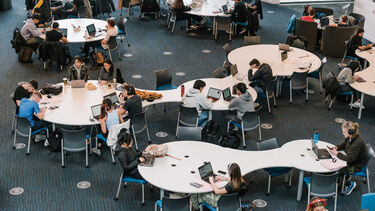 Students studying in the Diamond