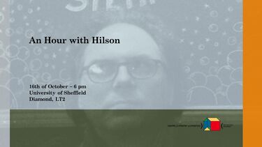 Event graphic with the face of a man in the background and the text 'An Hour with Hilson'