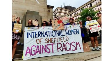 Anti-racism protest in Sheffield of International Women of Sheffield