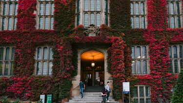 Image of Firth Court with red ivy in Autumn