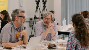 Staff members at an event