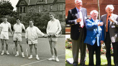 David Body with his tennis team in 1961, and at a Sheffield reunion event