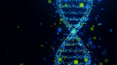 DNA made out of blue and green data