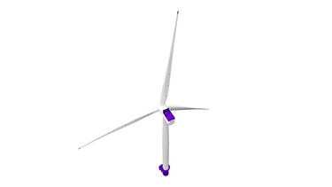 Single wind turbine with purple accents on a white background