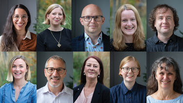 Collage of 10 smiling portraits of staff from Campaigns and Alumni Relations