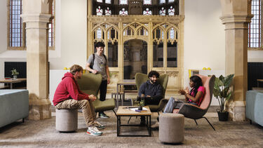 A group of students hanging around St. Vincent's Place