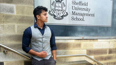 Arjun Nair outside the Management School.