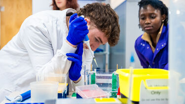 Biochemstry student in the lab