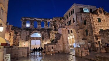 Nigh time view of old building in Croatia