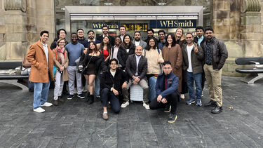 The MBA cohort and team outside Sheffield train station.