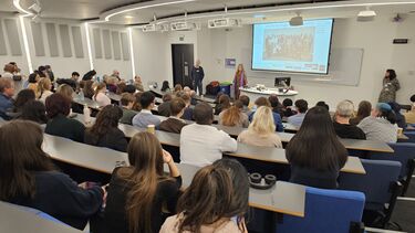 Professor Martha Clokie taking questions from the audience