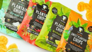 4 colours of crisps packets on a table 