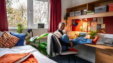 Student in en-suite student accommodation