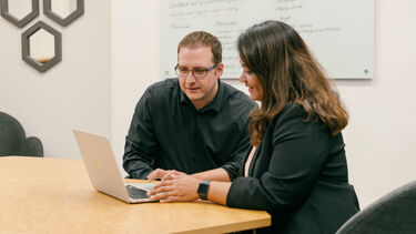 A student receiving support from the Management School Student and Programme Support Team