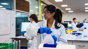 Chemistry student working in lab