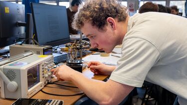 Student in engine making lab session