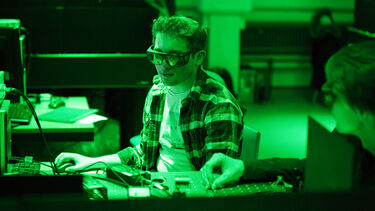 Two students in the Quantum Information Laboratory