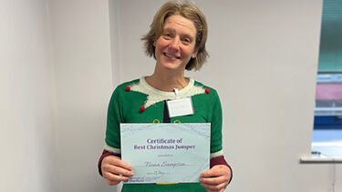 Professor Fiona Sampson wins Christmas jumper competition