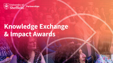 An graphic with the words knowledge exchange and impact awards