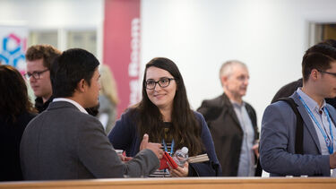 Management School PGR students networking at the PGR doctoral conference