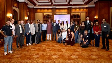 Delegation from University of Sheffield stood with colleagues from India