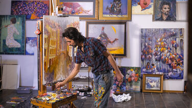 Artist in studio