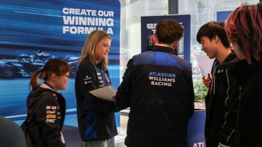 Students at a pop up stand