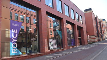 View of the RDC on Portobello Street with clear view of Royce logo and branding