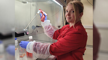 Laura Ellis in the SITraN labs working on a project
