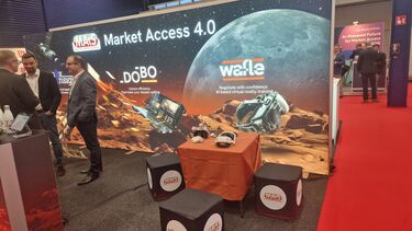 MArS stall at World EPA congress 2025 showing a VR headset used to navigate an AI database  in 3D