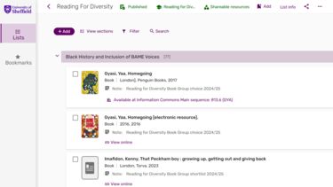 Reading for Diversity Leganto reading list