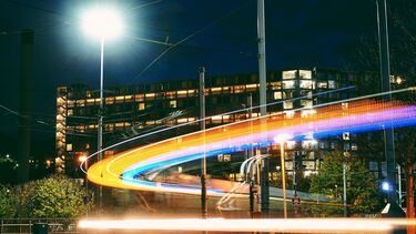 Sheffield city centre at night time