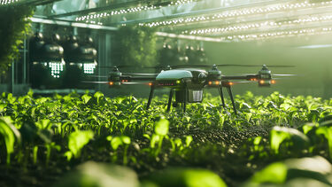 Automated farming with drones in futuristic fields