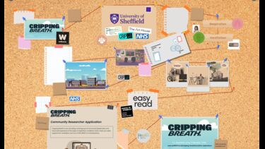 An image of a cork board with project logos on it