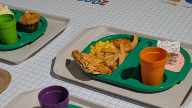 School dinner on a tray
