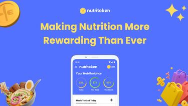 Making Nutrition more rewarding than ever food icons with phone and blue design