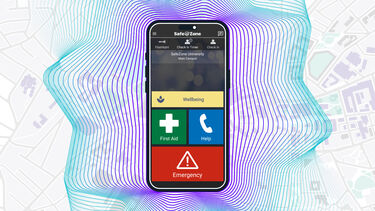 Smartphone displaying Safezone App home screen 
