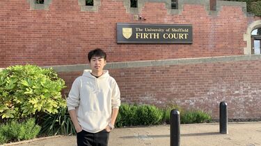Master student Yide in front of Firth Court