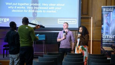 Interviews with camera, mic and light in Mappin Hall