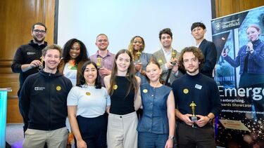 Group shot of students with awards in hands