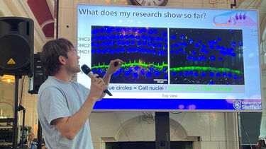 PhD student Charlie Cranston at Sheffield Tap